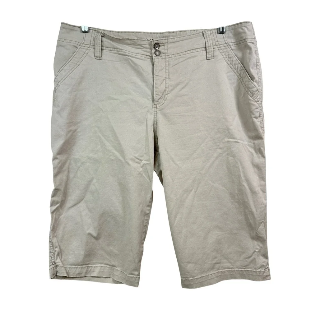Sonoma Goods for Life Skimmer Mid Rise Khaki Tan Shorts Womens Size 16 Stretch